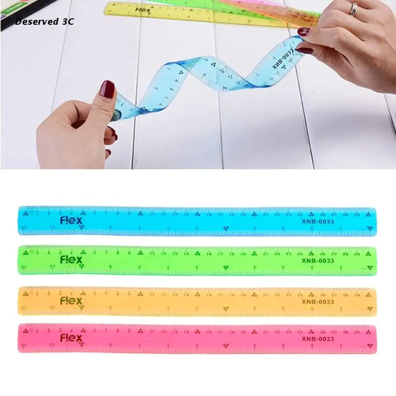 

30cm Soft Transparent Ruler Plastic Straight Ruler Bendable Anti-break PVC Ruler