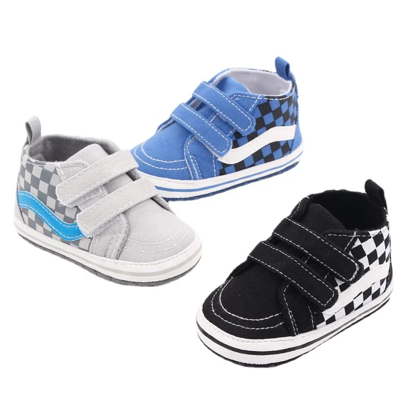 

0-1 year old baby shoes soft-soled casual plaid indoor shoes double magic sticker baby shoes toddler shoes