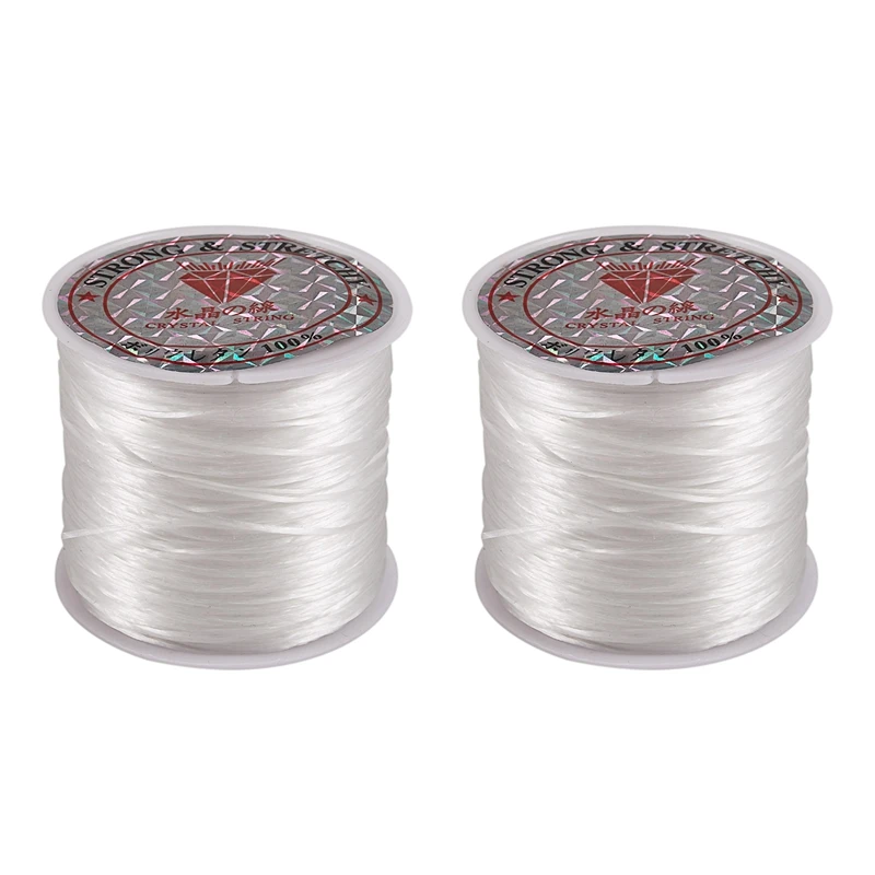 

2 шт., белая эластичная шпуля с кристаллами, 100 метра
