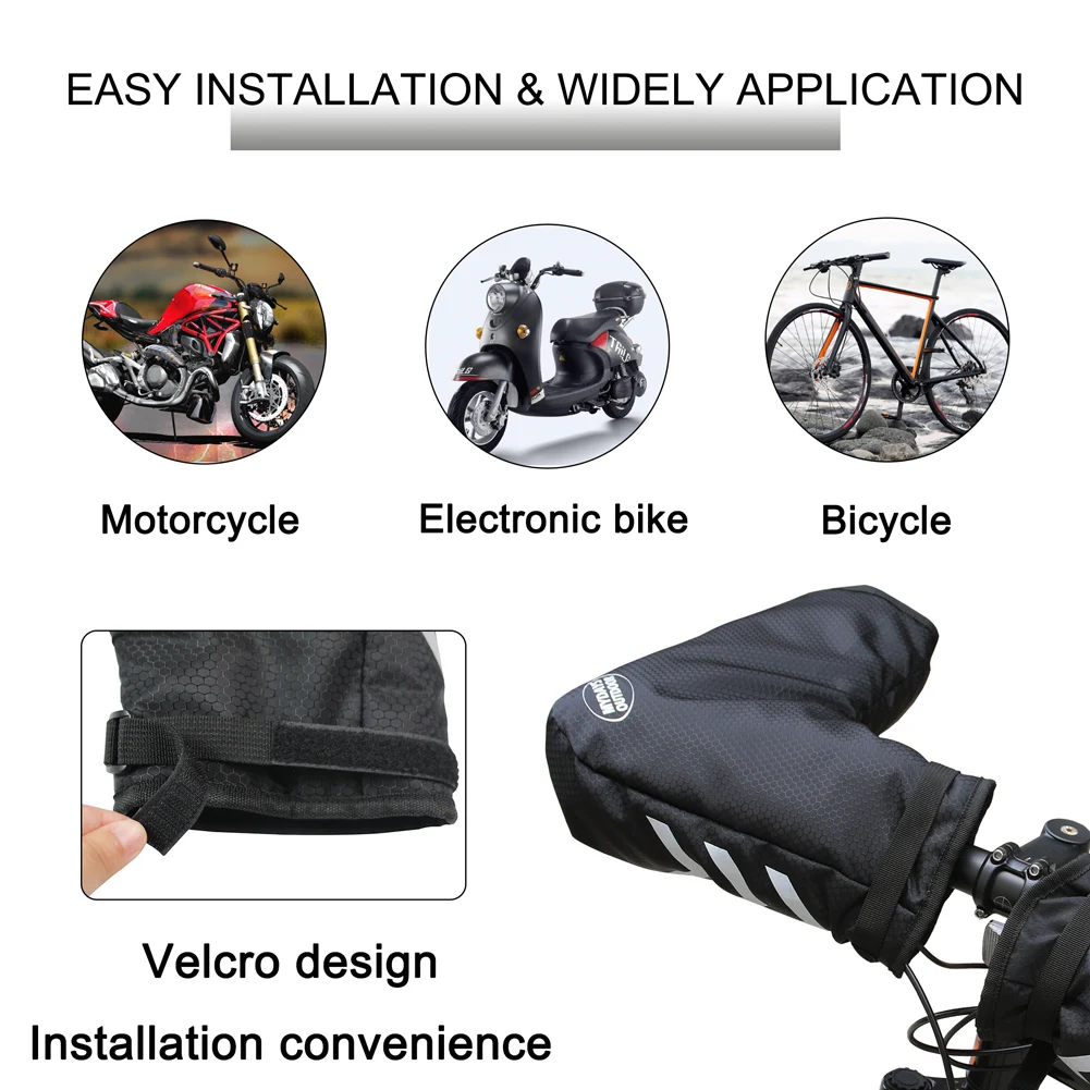 

Winter Cycling Equipment 2022 New Handle Gloves Cycling 420D Waterproof Oxford Cloth Bicycle Handle Mittens Black