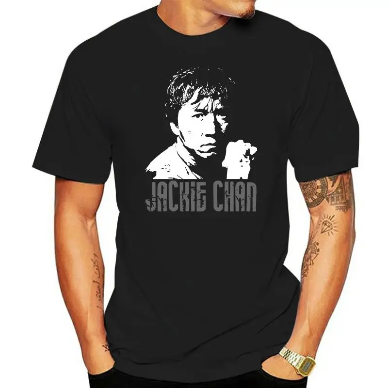 

Tshirt O Neck Summer Personality Fashion Men T Shirts Jackie Chan T Shirt Men Regular Fit Cotton 035360