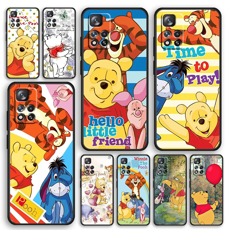 

Winnie the Pooh Cute Anime Case For Xiaomi Redmi Note 11 10 11T 10S 9 9S 8 7 5G 4G Soft TPU Black Phone Cover Funda Coque Capa