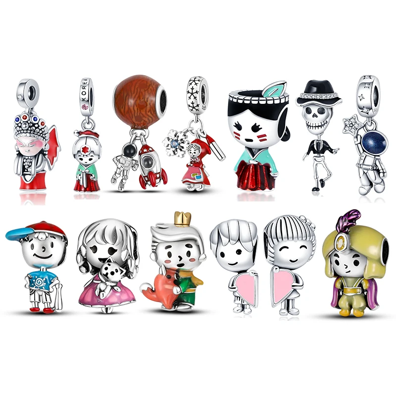 

Silver Color Boy girl Charms Beads Fit Original Pandach Bracelet Bangle Women Silver Color Pendant Beads DIY Jewelry 2021