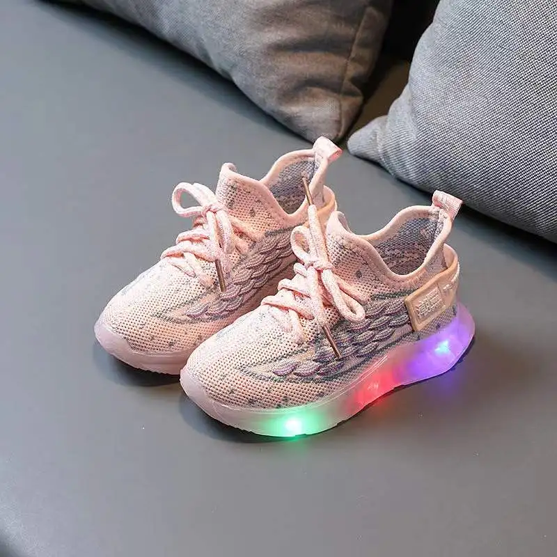 

2022 Boys Girls Sport Running Shoes New Baby Flashing Lights Sneakers Toddler Little Kid LED Sneakers Children Luminous Shoes