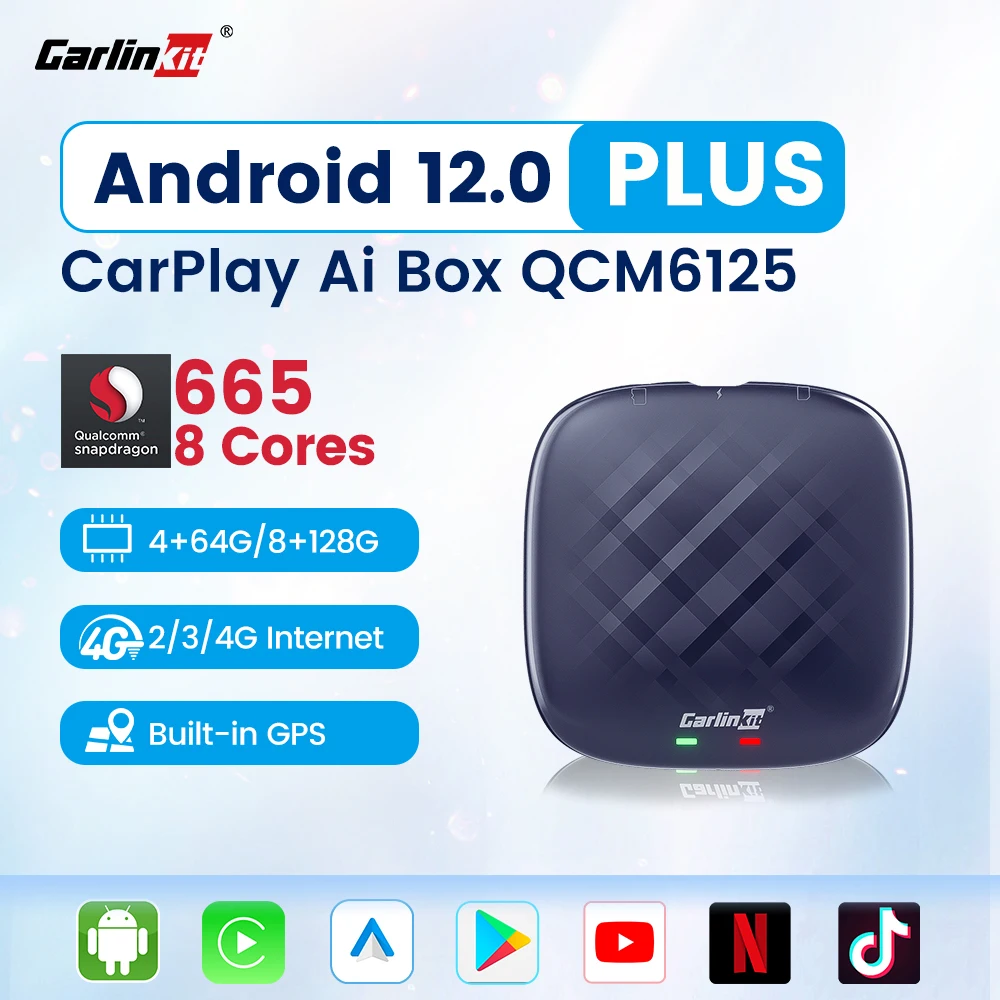 CarlinKit CarPlay Ai Android Tv Box QCM6125 665 Восьмиядерный 12 Беспроводной Apple Car Play Netflix Iptv 4GLTE 2023 -