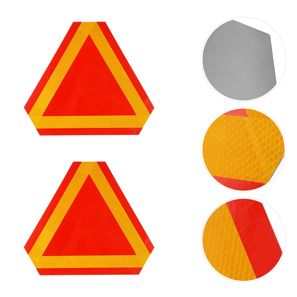 

2 Pcs Slow Moving Reflective Reflector Rear Board Sign Vehicle Triangle Sign
