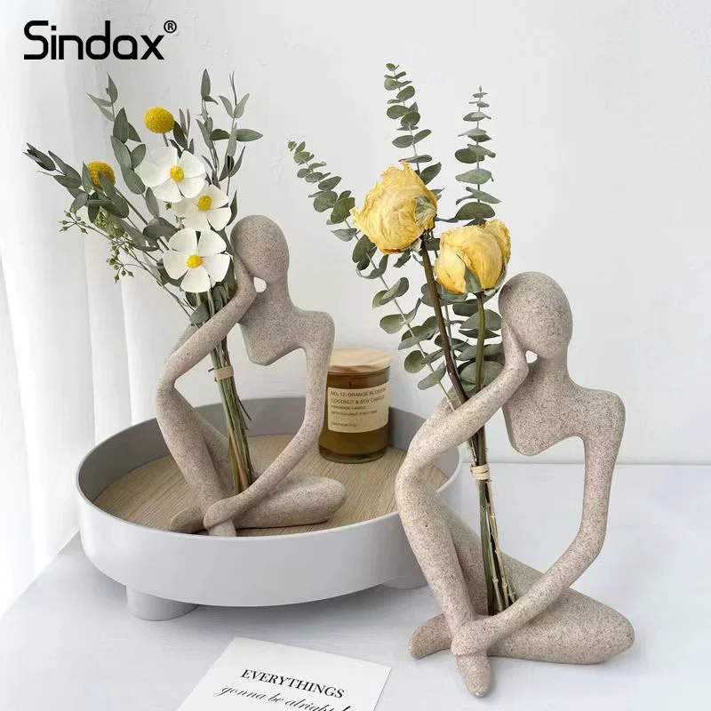 

Sindax Thinker Statue Nordic Home Decoration Abstract Figure Sculpture Resin Sculpture Figurines Decoration Home Desk Accessorie