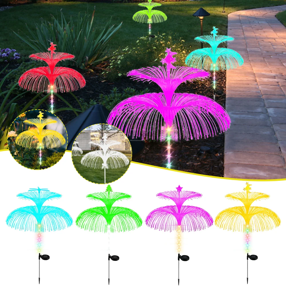 

Solar Light Outdoor Waterproof Double Layer Solar Jellyfish Lights Landscape Lawn Lamp RGB Changing Garden Light Pathway Decor