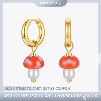 enfashion mushroom drop earrings for women resin fashion jewelry gold earings stainless steel christmas gift kolczyki e211316