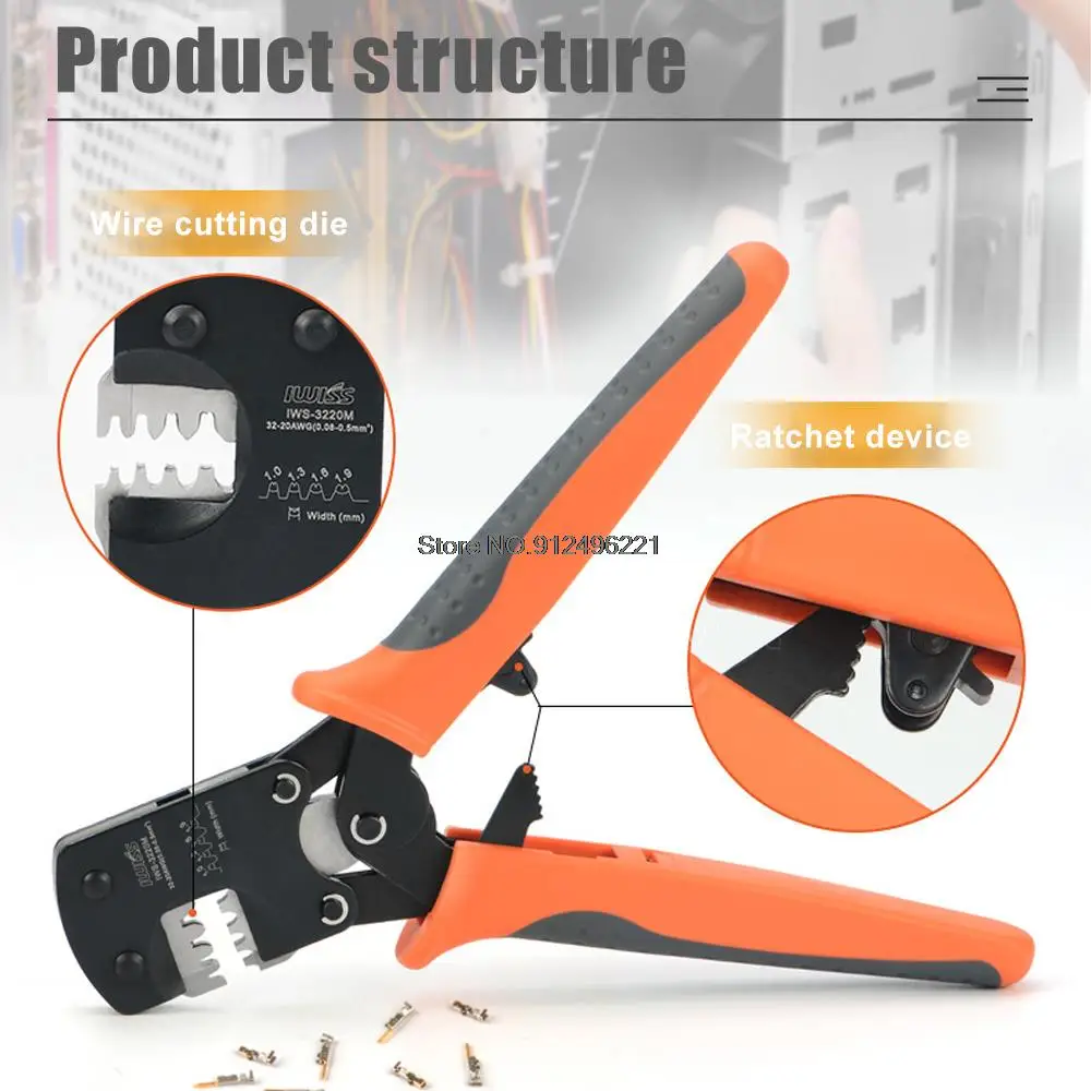 Щипцы для обжима с храповым механизмом 0 08-0 5 мм2 AWG32-20 Ручные щипцы штифтов узким