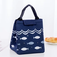 hot sales waterproof oxford tote lunch bag large capacity thermal food picnic lunch bags for women kid men fish pattern