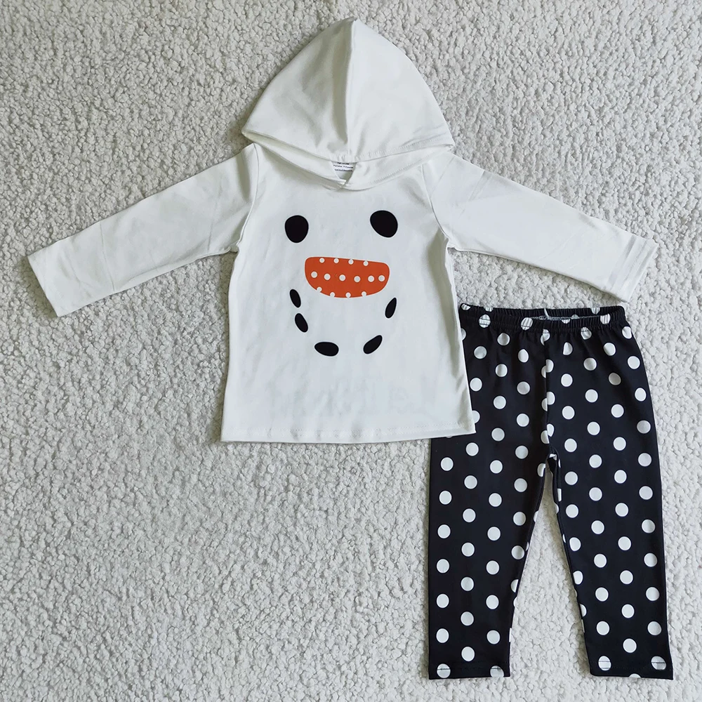 

Boutique Girls Clothing Hoodie Set Christmas Baby Girls Clothes Snowman Print Cute Hooded Outfits Fashion Toddler Girls Dresses
