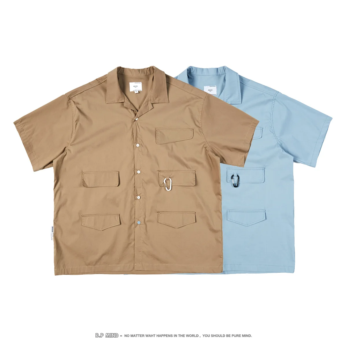 

Japanese Work Clothes Summer Fashion Multi Bag Short Sleeve Shirt