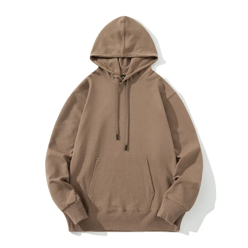 

320g Health Cotton Solid Color Pullover Hooded Sweater for Male Oversize Loose Basic Casual Coat for Female