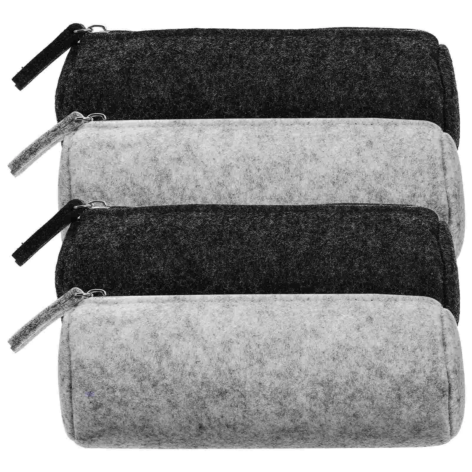 

4 Pcs Felt Case Handheld Pouch Student Bag Multi Function Large Capacity Zipper Pouches Adorable Portable