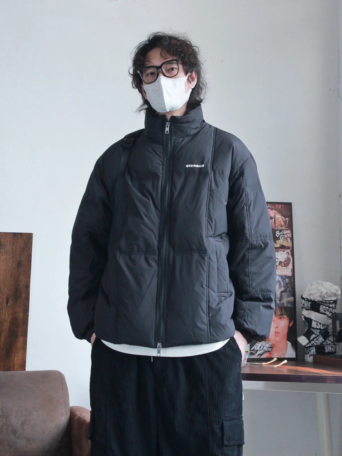 Mr. Akeng японский модный простой зимний пуховик с воротником-стойкой мужской 90