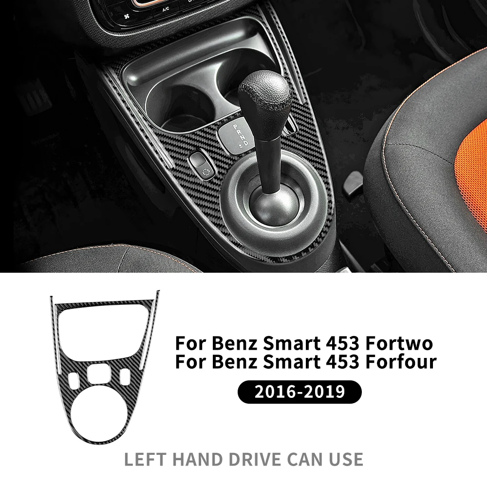 

Настоящая мягкая углеродное волокно, наклейка на рамку панели переключения передач автомобиля для Mercedes Benz Smart 453 Fortwo/forfour 2016 2017 2018 2019
