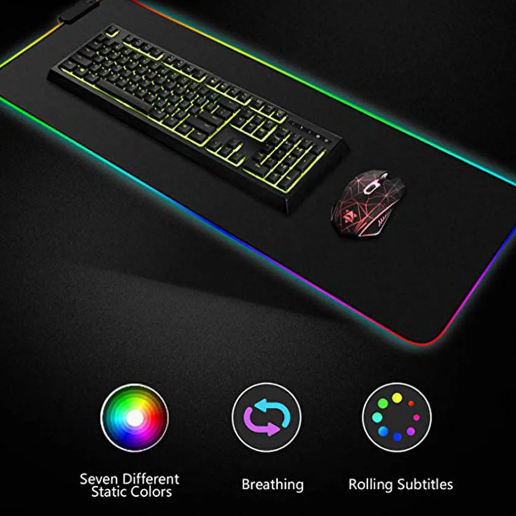 

78*30cm Mouse Pad LED RGB Light 8 Lighting Modes Glowing Mat Non-slip Rubber Bottom Cloth Keyboard Pad