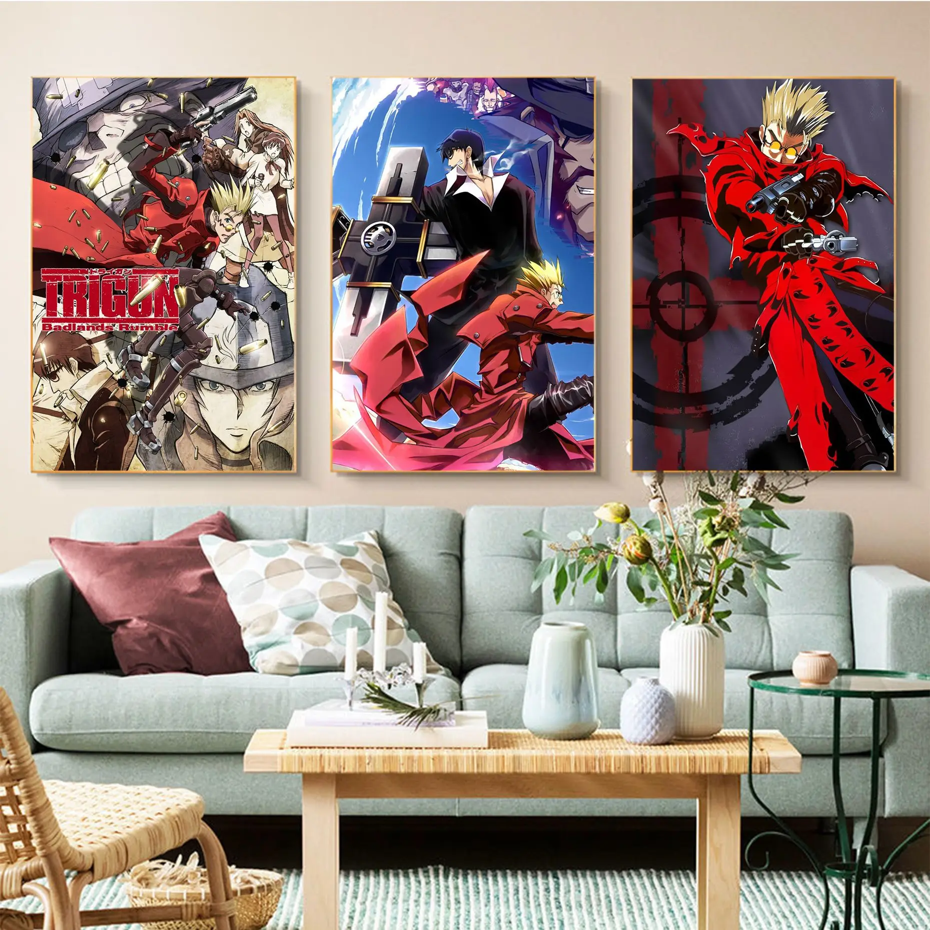

Anime Trigun DIY Sticky Poster HD Quality Wall Art Retro Posters For Home Stickers Wall Painting