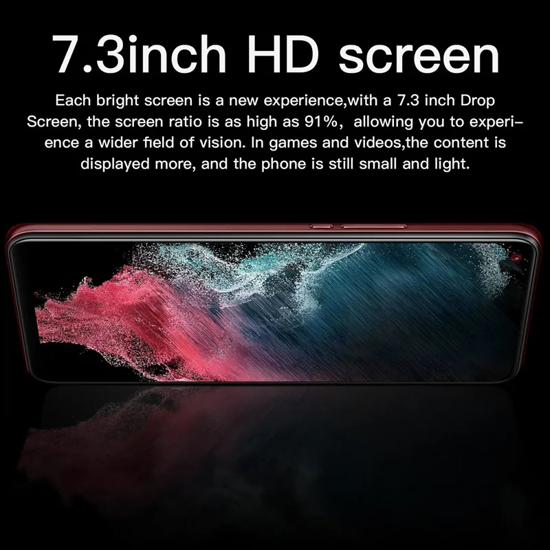 2022 new smart phone s22 ultra 7 3 inch 16gb512gb 6000mah 5g network unlocked smartphone android global version mobile phones free global shipping