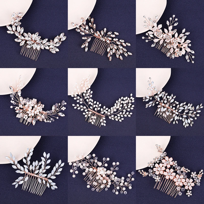 Модные тиары серебряного цвета гребни ручной работы жемчуг стразы свадебные