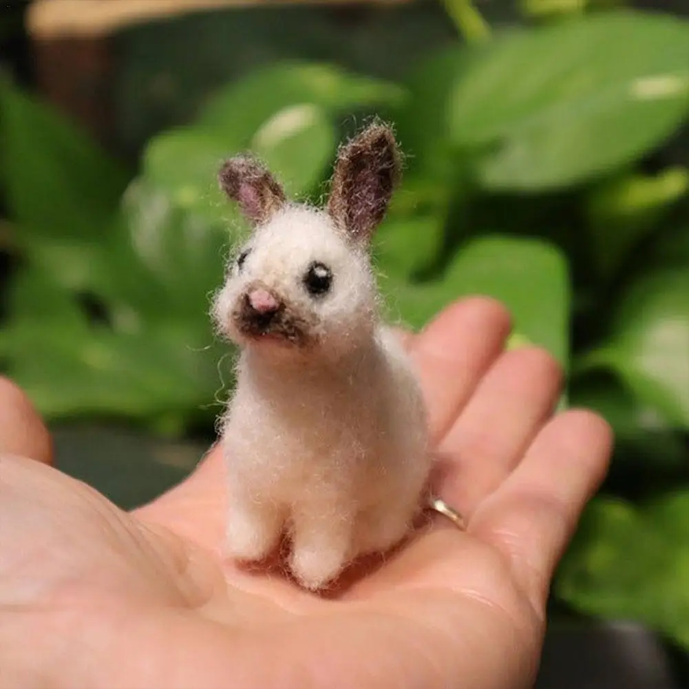 

Needle Felt Bunny Easter Decoration Cottontail Bunny Felt Products Handmade Artwork Decoration Holiday Gifts