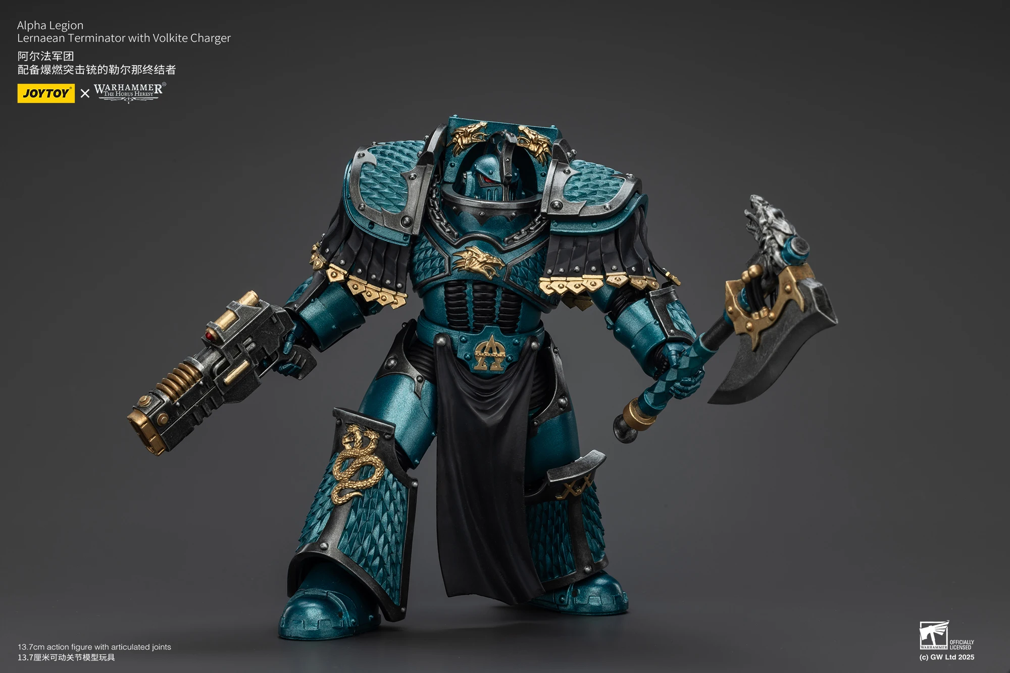 Фото Фигурка JOYTOY Warhammer 40K Alpha Legion Lernaean Terminator с конверсионной пушкой-лучеметом, масштаб 1/18, высота 12,5 см, игрушка №4