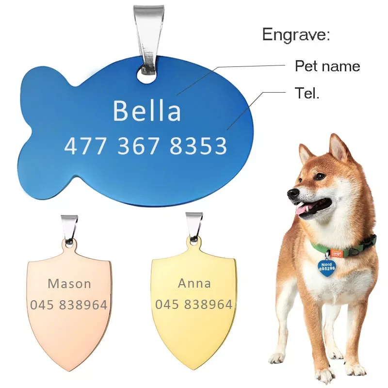 

2022JMT Personalized Pet ID Tag Keychain Engraved Pet ID Name for Cat Puppy Dog Collar Tag Pendant Bone Pet Accessories Dog Coll