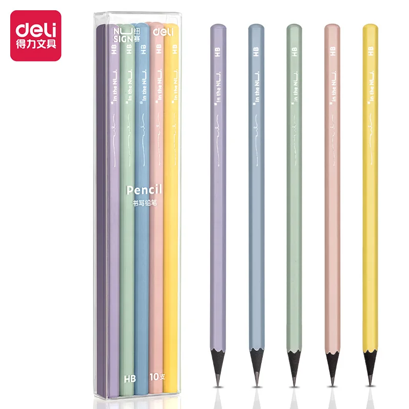 

Deli Nusign 10pc/Lot Wooden Pencil Set 2B HB Lápices أقلام رصاص Student Writing Drawing Sketch Pencils for Art School Stationary