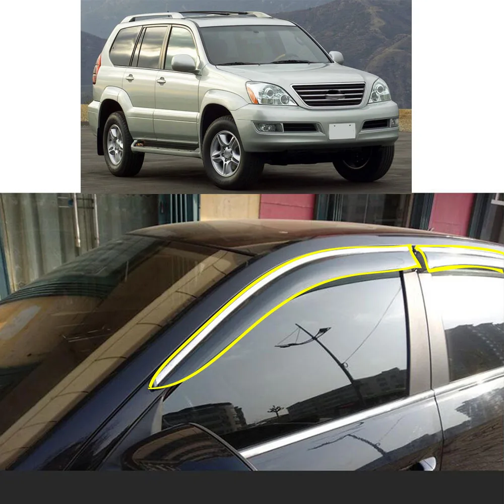 Car Sticker Plastic Window Glass Wind Visor Rain/Sun Guard Vent For Lexus GX 470 J120 460 J150 2003 2004 2005-2007 2008 2009