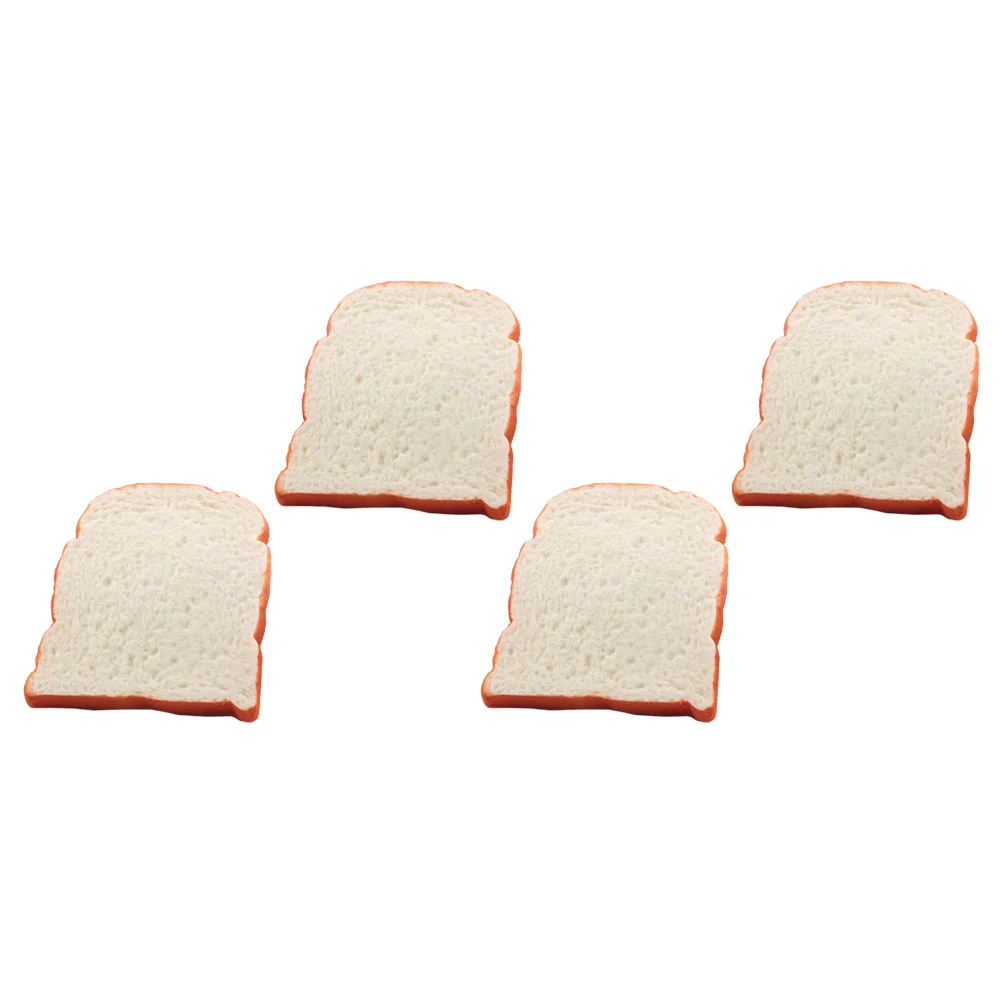 

4 Pcs Artificiales Para Simulation Toast Bread Cake Food Model Fake Foods Toys Fake Toast Slice Fake Bread