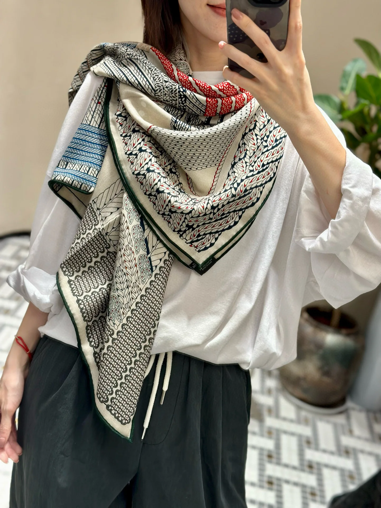 Роскошный брендовый кашемировый шелковый шарф Tressage шаль из пашмины с принтом