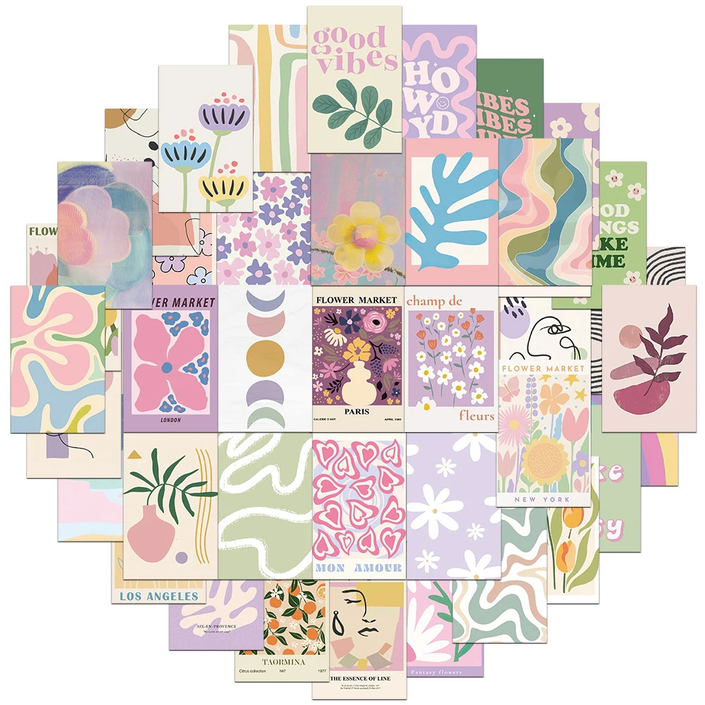 10/30/50 шт. милые датские пастельные эстетические художественные наклейки с