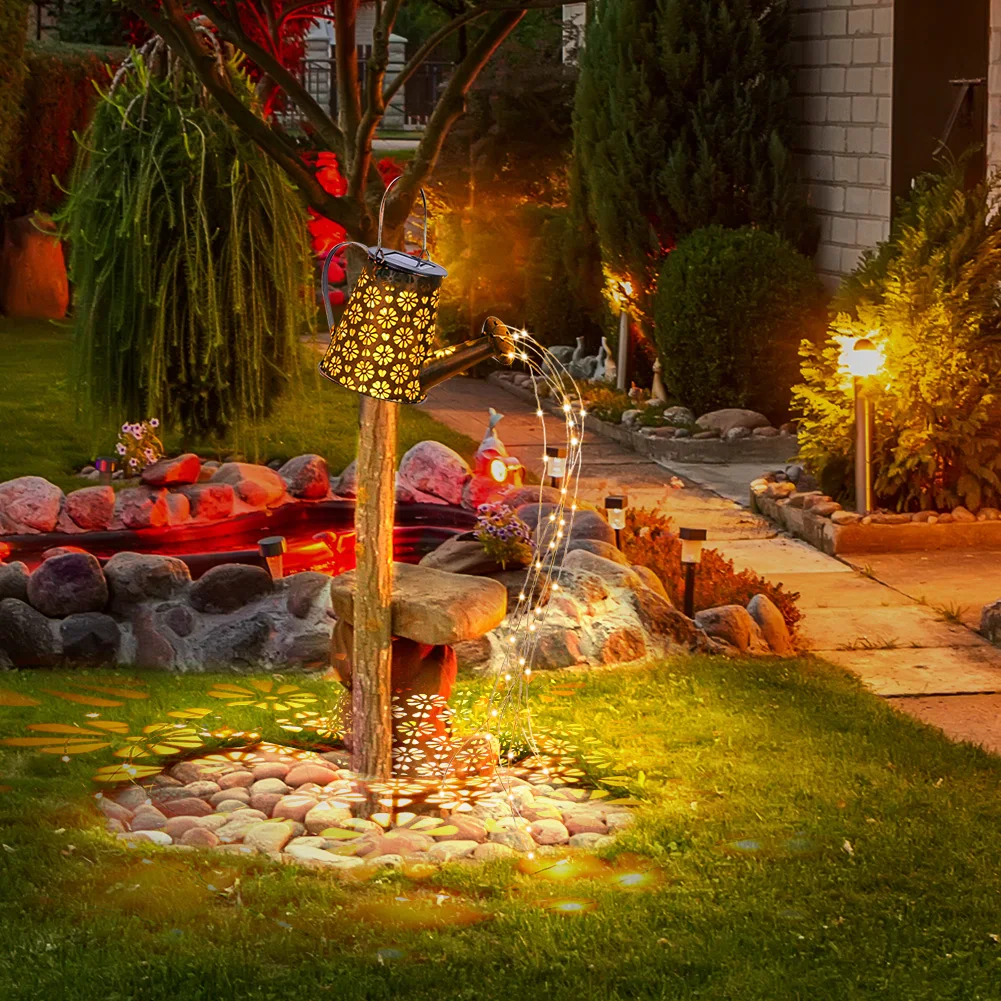 

Solar LED Watering Can Lights Outdoor Waterproof Decor Kettle Garden Yard Art Lamp Hollow Water Sprinkle Landscape Lamps