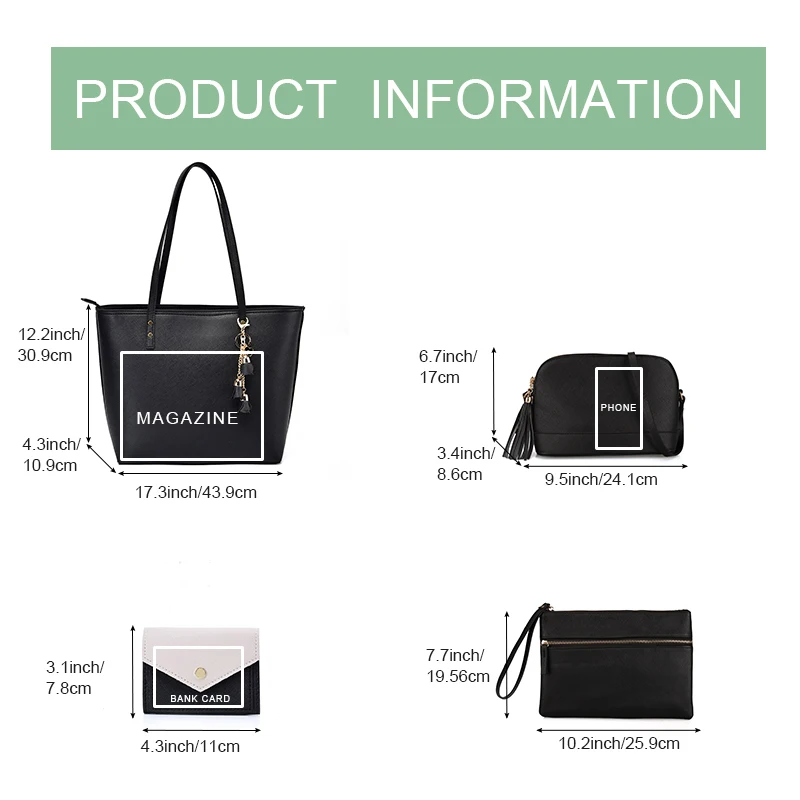 AFKOMST Women Faux Leather Tote Shoulder Bag Large Capacity Casual Satchel crossbody Women PU Leather Handbag