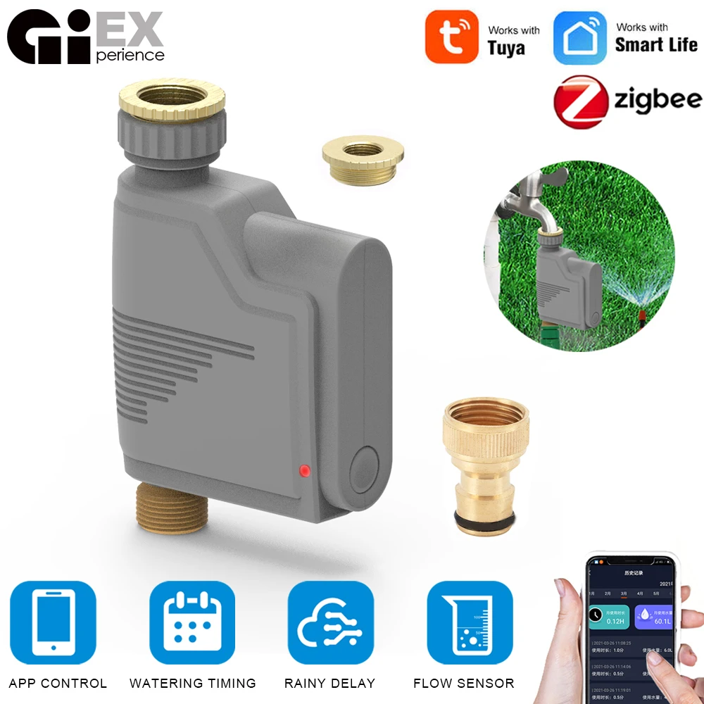

Умная Система полива ZIGBEE, Wi-Fi таймер для сада, система капельного орошения с контроллером, работает с Alexa Google Home