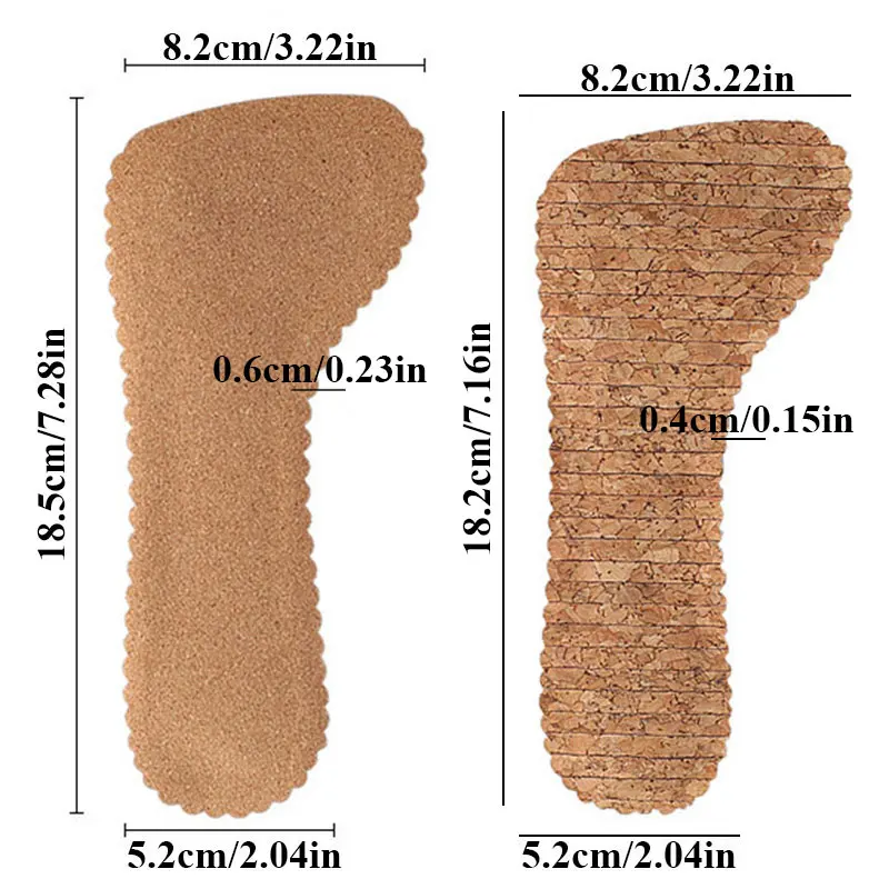 1Pair Anti-Slip Inserts Pads For Shoes Women High Heels Sandals Slippers Gel Insoles Flat Feet Arch Support Massage Natural Cork images - 6