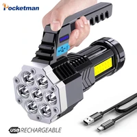 super bright 7 led flashlight handheld work light waterproof torch usb rechargeable flashlights with built in battery