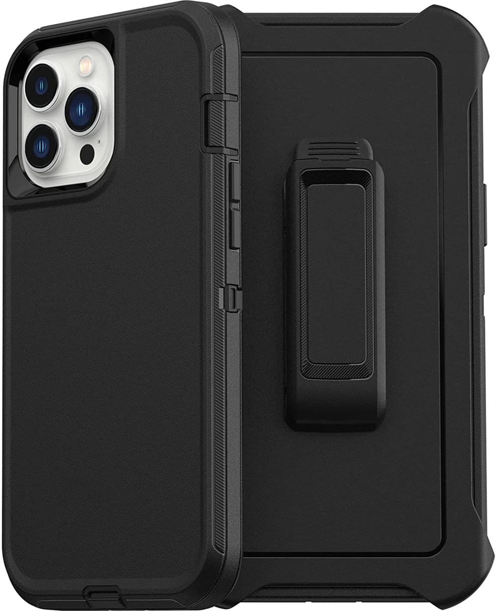 

For iPhone 13 Pro Max For iPhone 13 Pro Max 13 Mini 12 11 XS Max XR x defender series case, with packing box, new 1:1 BLACK