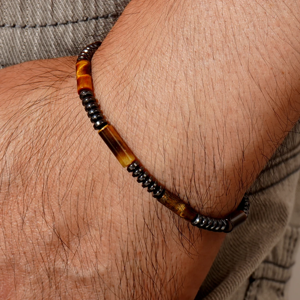 1 шт. мужской браслет из железа тигрового глаза 4 мм