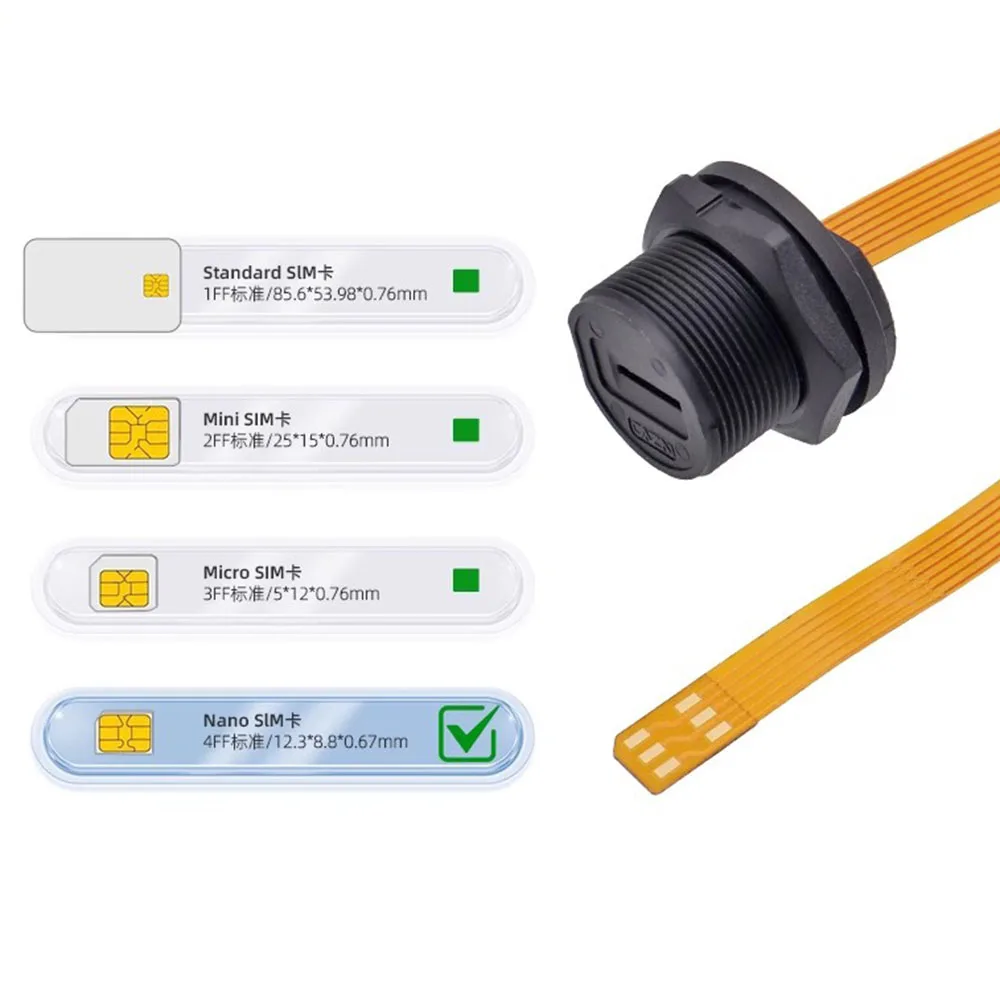 

1 шт. адаптер TF Mini SIM-карты водонепроницаемый разъем SIM IP67 разъем для монтажа на панели SDTF Nano SIM-карта гнездо для передачи данных гибкий кабель