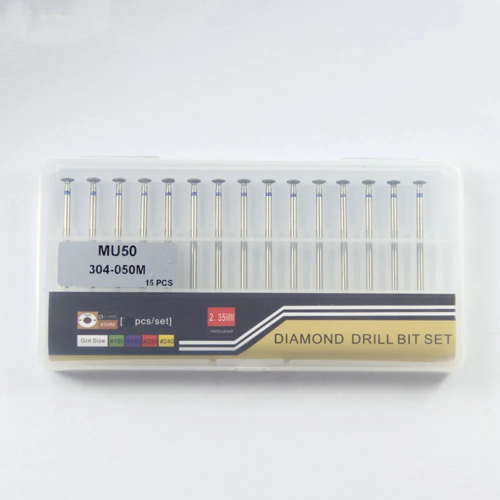 30pcs/set Dental Diamond Bur (Electroplanted) Wheel Shape HP 2.35mm Low Speed Blue Rings Medium Grit Grinding& Polishing tools