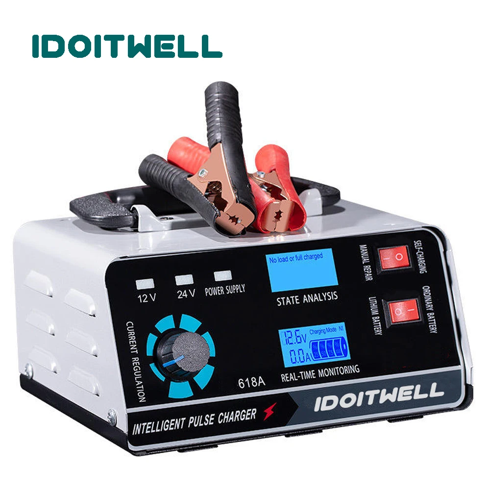 

Universal 12V24V lead acid battery charger desulfater pulse repair adjustable 12V 20A 24V 10A deep cycle agm gel battery charger