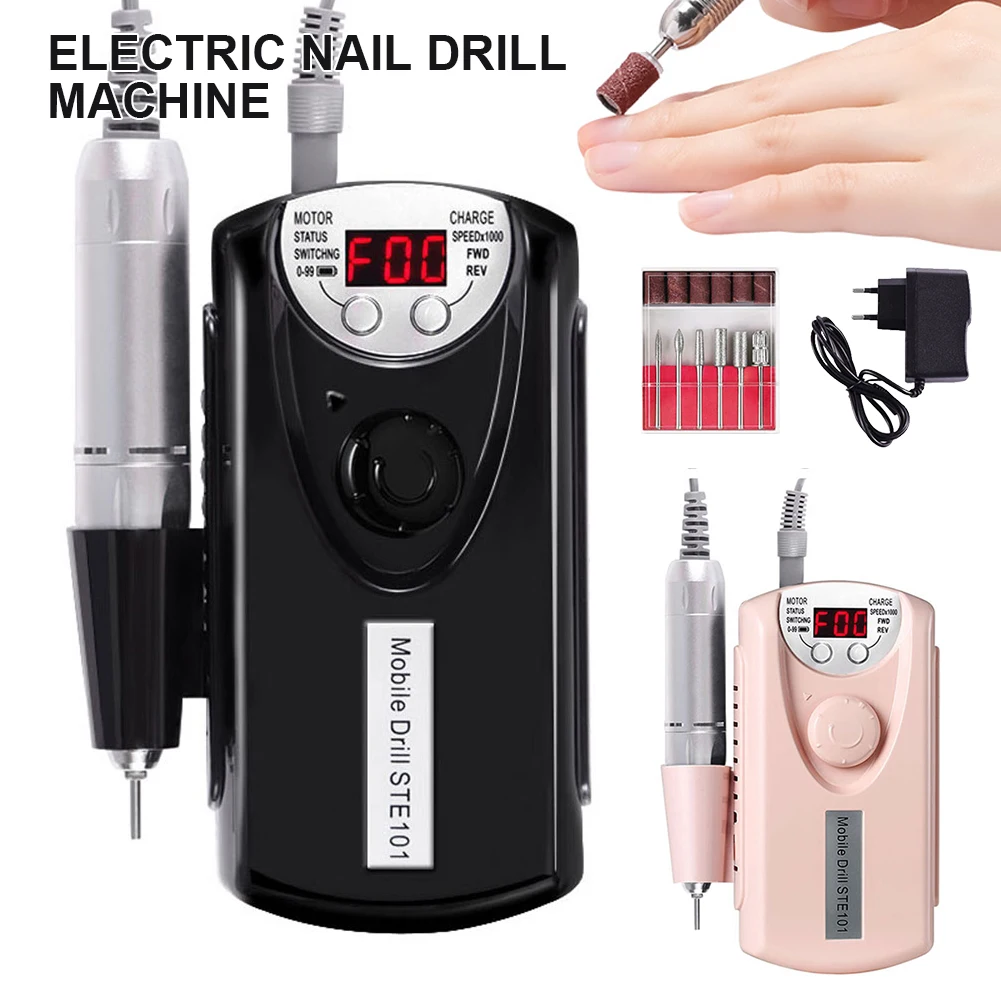 

Portable Electric Nail Drill Machine Rechargeable Nail Drill with 6 Changeable Bits LCD Nail File Manicure Tool for Home Salon