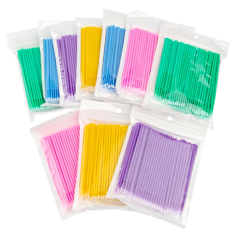 1000pcs Disposable Micro Brush Cotton Swab Lint Tattoo Cleaning Tool Eyelash Extension Make Up Individual Applicator