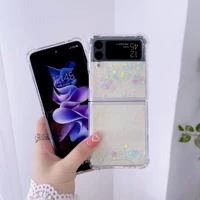 phone case for samsung galaxy z flip 3 5g fashion glitter back cover slim fit transparent hard pc cases for galaxy z flip3 shell