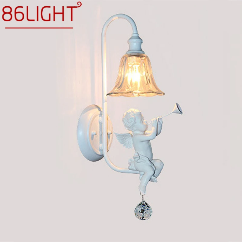 

86LIGHT Trumpet Angel Wall Lamps LED Creative Design Vintage Resin Sconce Lights For Home Living Room Bedroom Decor