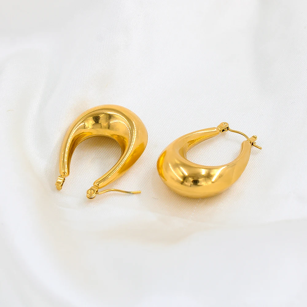 

Vintage U Shape Stainless Steel Hoop Earrings For Women High Polished Circle Earrings Statement Jewelry Gifts Waterproof