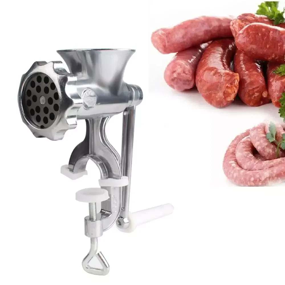 

NEW2023 Hand Tool Aluminum Alloy Kitchen Home Cast Iron Meat Grinder Table Hand Mincer Tool On Desk Outside Travel