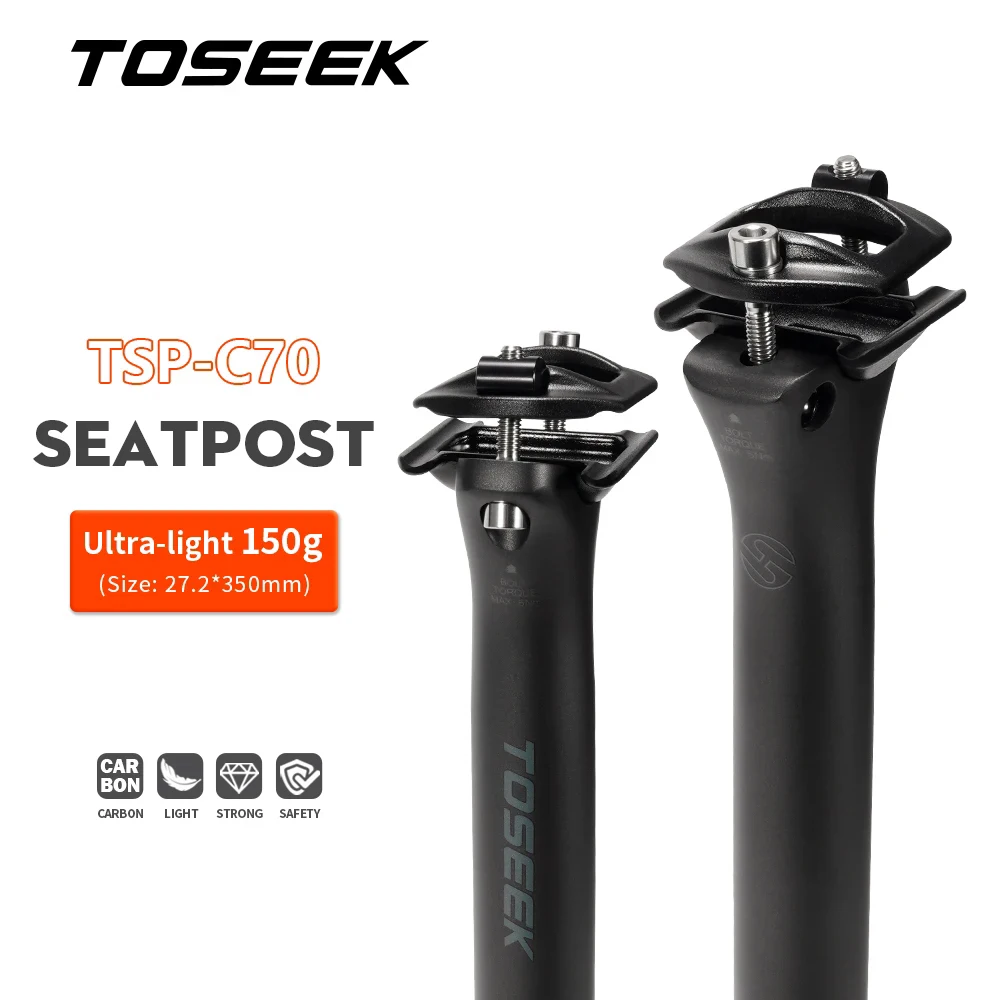 Фото TOSEEK C70 черный матовый T800 подседельный штырь из углеродного волокна велосипедный подседельный штырь MTB дорожный велосипед подседельная трубка детали 27,2/31,6*350/400 мм №2